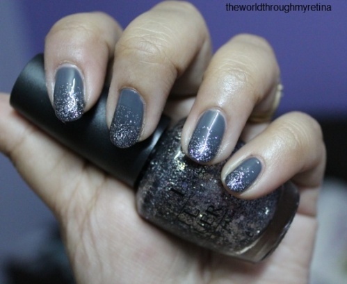 beyu 322 grey nail polish + gradient nail art
